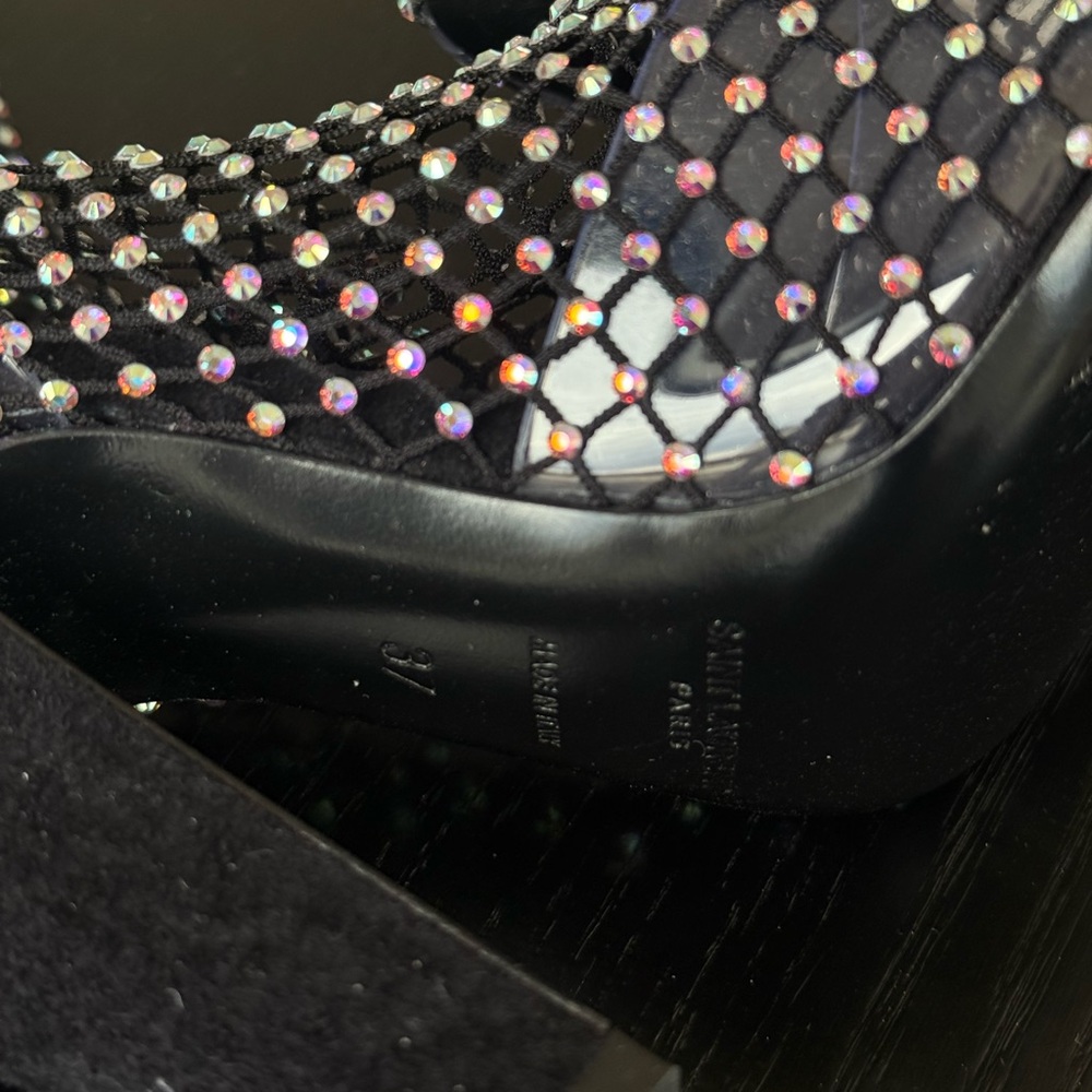 Saint Laurent Koller Crystal Rhinestone Sock Mesh Boots Size 37 - Picture 5 of 15